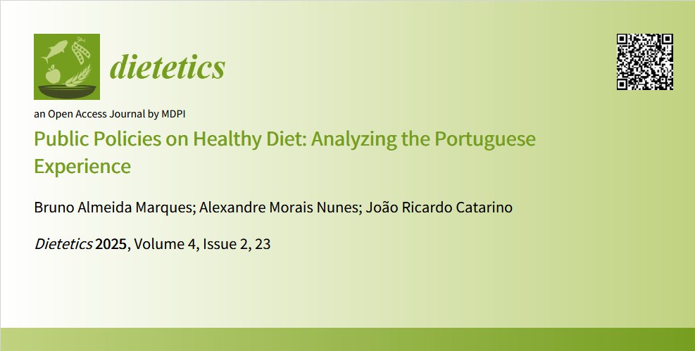 Dietetics_MDPI's tweet image. 🍏 Excited to share the latest research: "Public Policies on Healthy Diet: Analyzing the Portuguese Experience" published in Challenges!
🇵🇹 How is Portugal fighting diet-related diseases?
🔍 Read the full analysis here: mdpi.com/2674-0311/4/2/…
#NutritionPolicy #PublicHealth
