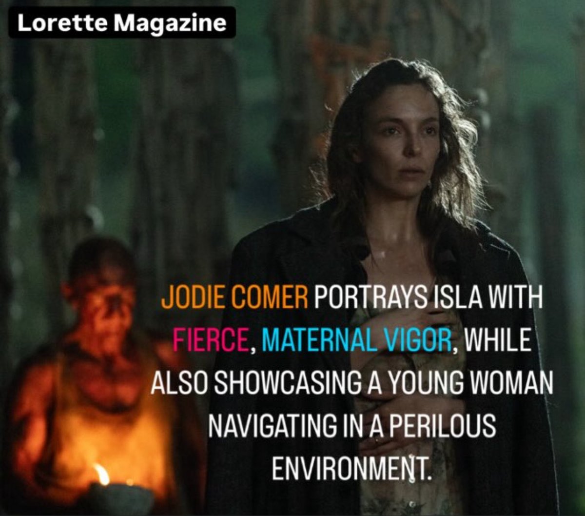 MagazineLorette's tweet image. Comer perfectly plays Spike’s mother, Isla, and leaves no point of the story untouched. It is in her expressions, her mannerisms. Despite such a grim environment, the character has to live within, and you can still see the triumph and spark in her eyes. #28YearsLater