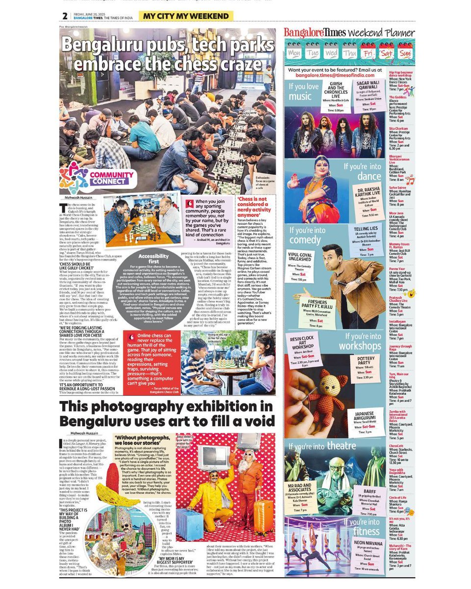 Today's front page: I think I should have done more work, says #ChitrangdaSingh, #CFBC has cleared #AamirKhan’s #SitaareZameenPar.  Also, check out #MyCityMyWeekend page to know what's happening around

Catch our e-paper at epaper.timesgroup.com