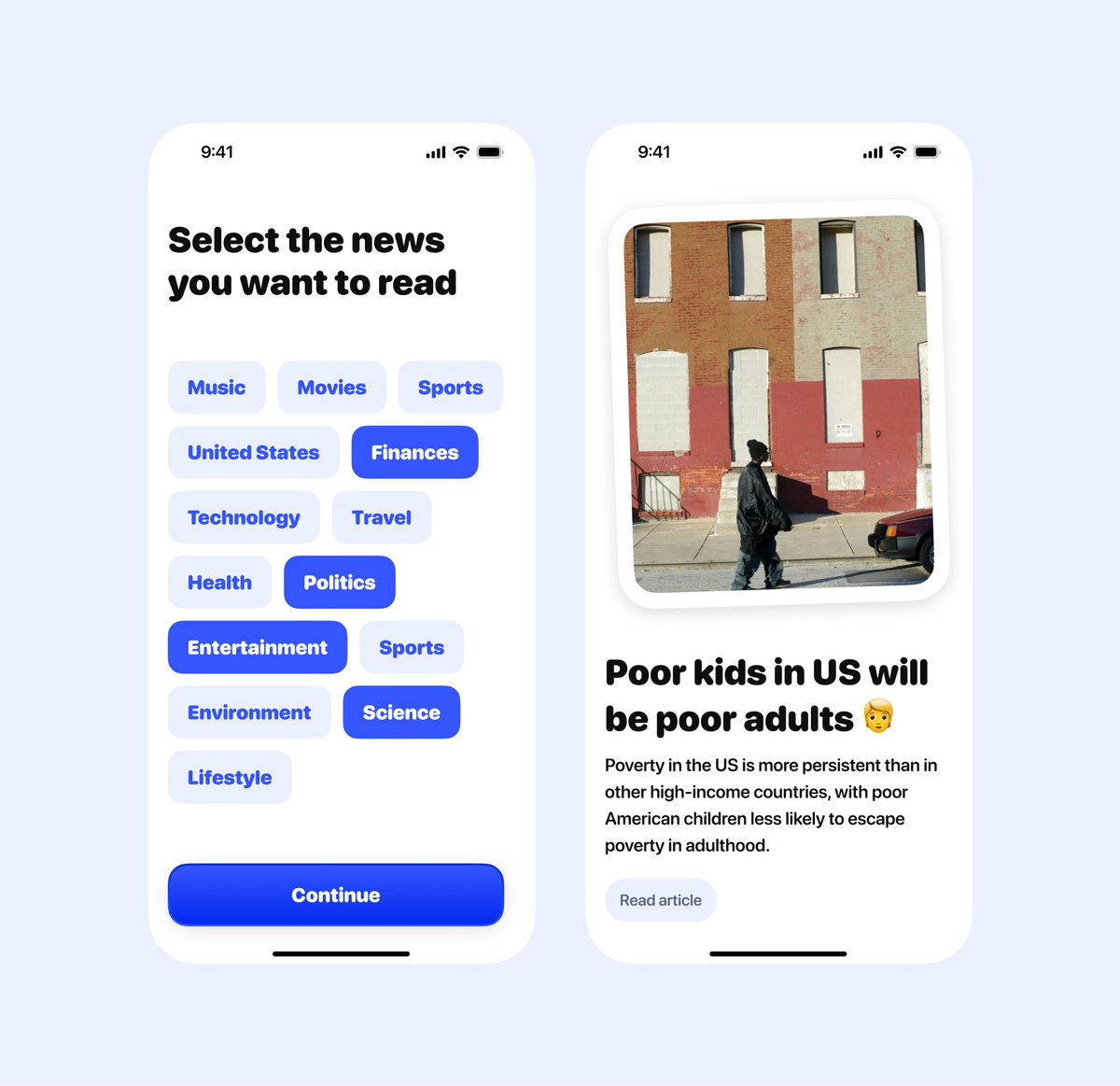 throw back design from a couple months ago - summarize news article in a tiktok swiping feed