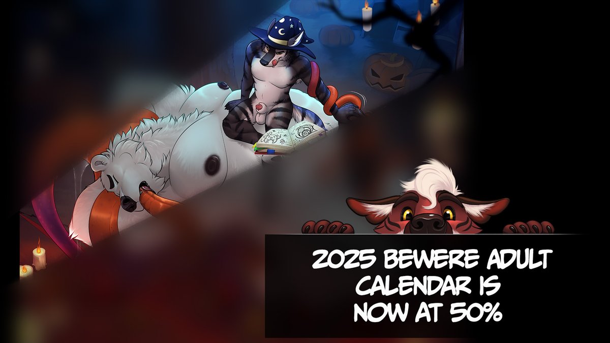 still not too late to get one of this calendars, now 50% off  bewere.net/calendar
my month was October for some hot Halloween theme bear tentacle bondage 😉