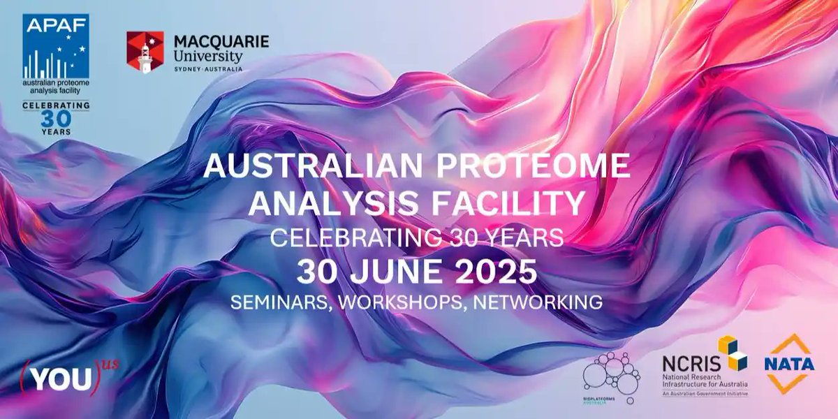 Australasian Proteomics Society (@lorneproteomics) on Twitter photo APAF <a href="/Macquarie_Uni/">Macquarie University</a> are celebrating their 30 year anniversary on June 30! Sign up here and register to hear from proteomics pioneers including <a href="/profsugar/">Professor Sugar</a> and Mark Wilkins! shorturl.at/zOYvw APAF <a href="/Macquarie_Uni/">Macquarie University</a> are celebrating their 30 year anniversary on June 30! Sign up here and register to hear from proteomics pioneers including <a href="/profsugar/">Professor Sugar</a> and Mark Wilkins! shorturl.at/zOYvw