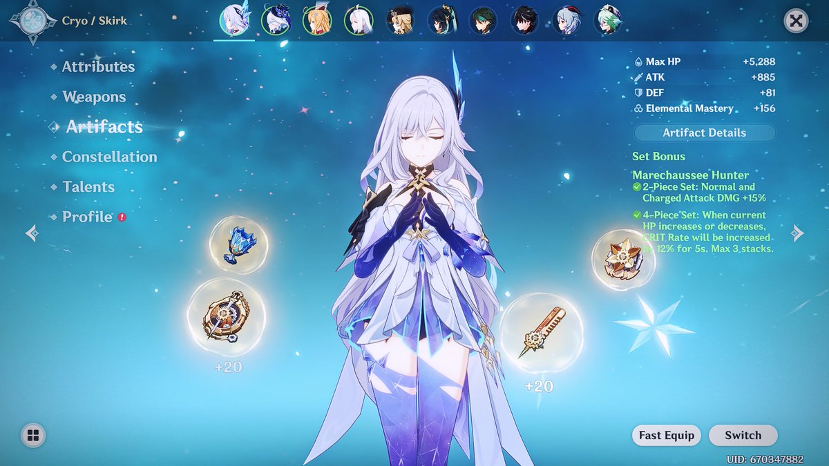 AlysonXIII's tweet image. day 2 skirk build except i can&apos;t lvl her weapon until saturday