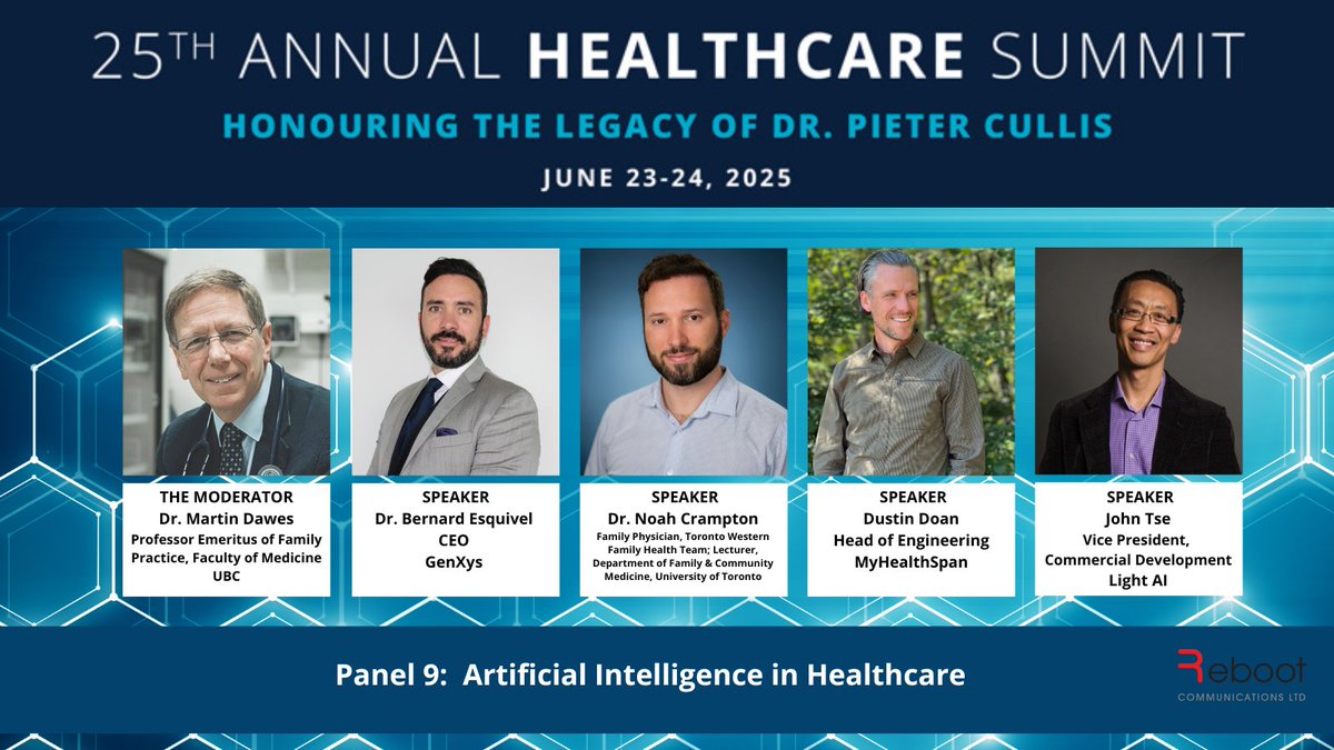 "Artificial Intelligence in Healthcare" - Join leading experts for a compelling panel discussion at #HCS25 - Canada's 1st Summit on Longevity, Healthy Aging, Artificial Intelligence and Genomics

📅 June 23–24, 2025 | Vancouver, BC
🎟 Reserve your seat:healthcaresummit.ca
