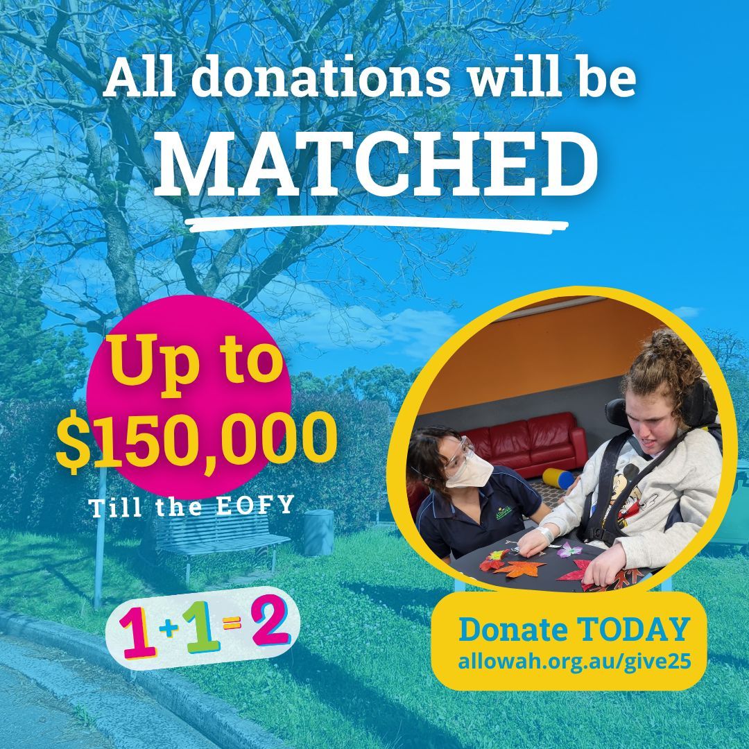 🎯 Match Update: We're on our way to $150K! 

Every dollar you give supports families who need specialised care and a moment to breathe. 
Give now 👉  allowah.org.au/give25 

#allinwithallowah #eofyappeal #impact #matchfunding