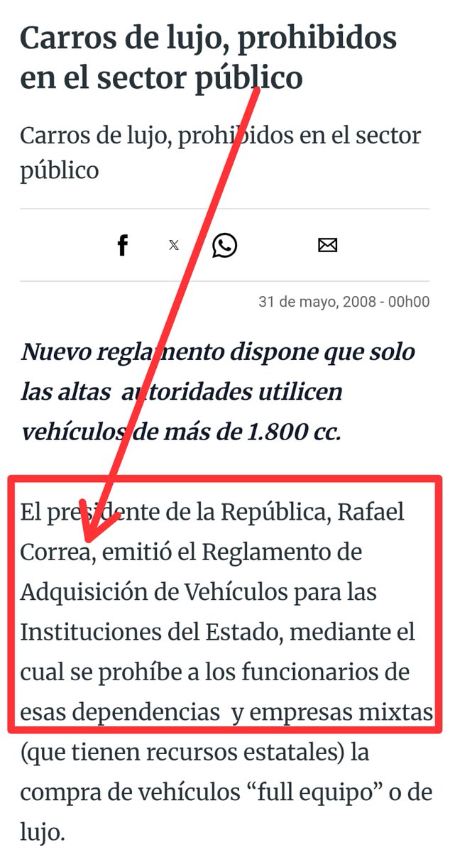 Patricia Nuñez (@patynunezrch) on Twitter photo ¡Para REFRESCAR la memoria!
En el gobierno de <a href="/MashiRafael/">Rafael Correa</a> en el año 2008 YA se PROHIBIÓ la compra de carros de lujo para el sector público.
Nota publicada por #DiarioElUniverso. ¡Para REFRESCAR la memoria!
En el gobierno de <a href="/MashiRafael/">Rafael Correa</a> en el año 2008 YA se PROHIBIÓ la compra de carros de lujo para el sector público.
Nota publicada por #DiarioElUniverso.