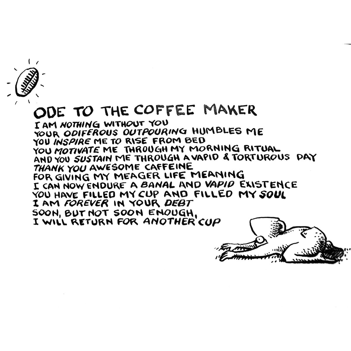 MuchCoffee's tweet image. ODE TO THE COFFEE MAKER
original drawing ($150). Perfect for the kitchen.  
 etsy.com/listing/188076…