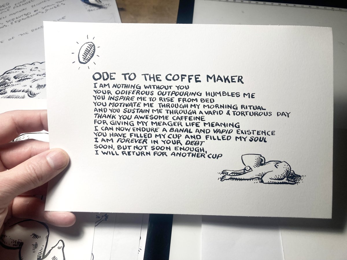 MuchCoffee's tweet image. ODE TO THE COFFEE MAKER
original drawing ($150). Perfect for the kitchen.  
 etsy.com/listing/188076…