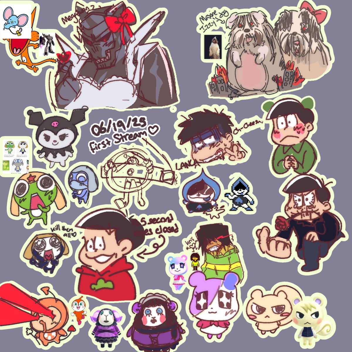 thank you for those who came to my first stream! I had a lot of fun yapping and doing from memory doodle requests! Here's to mark the occasion :D