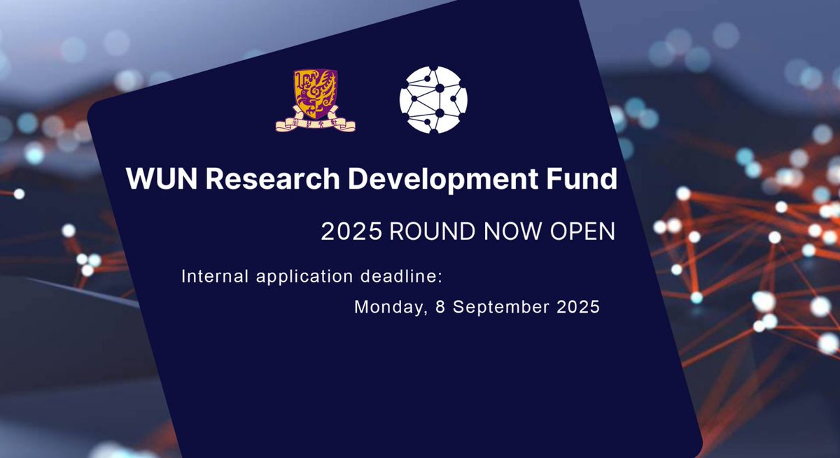 Internal application now opens for #WUN RDF (deadline: 8 Sep) which seeds funds joint research among members on #Inequality, #SustainableWorld, #MentalHealth &amp; #Ageing, &amp; responsible use of #AI. Details on application &amp; webinar: bit.ly/4kTGimQ.