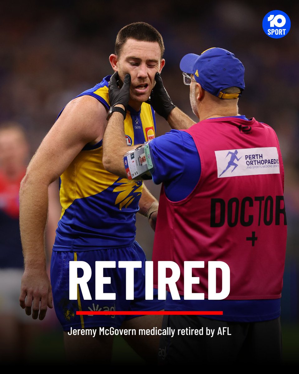 #BREAKING: Jeremy McGovern's AFL career has come to an end after being medically retired by the league's concussion panel, per reports.

The defender enjoyed an illustrious career with the Eagles, headlined by a premiership in 2018 and five All Australian jackets.