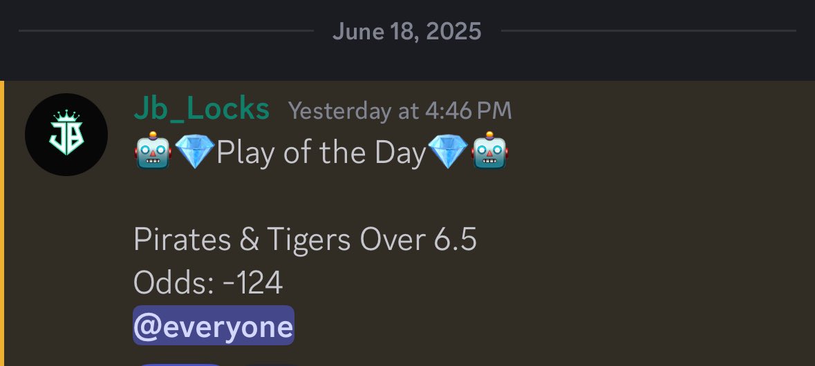 JBLocks_24's tweet photo. 🤖💎Play of the Day Results💎🤖

0-1-1 Straight bets
Pirates postponed⏸️
CLE &amp; SF fall short of the goal⚾️

Never miss a Play of the Day 💰🚀
AI Algo COOKING🧑‍🍳

Join the Discord 🤖
https://t.co/QoVz6MSYSD 🔗

#GamblingTwitter #DailyPicks #SportsBettingX #Jblocks https://t.co/wOXLeiaC83