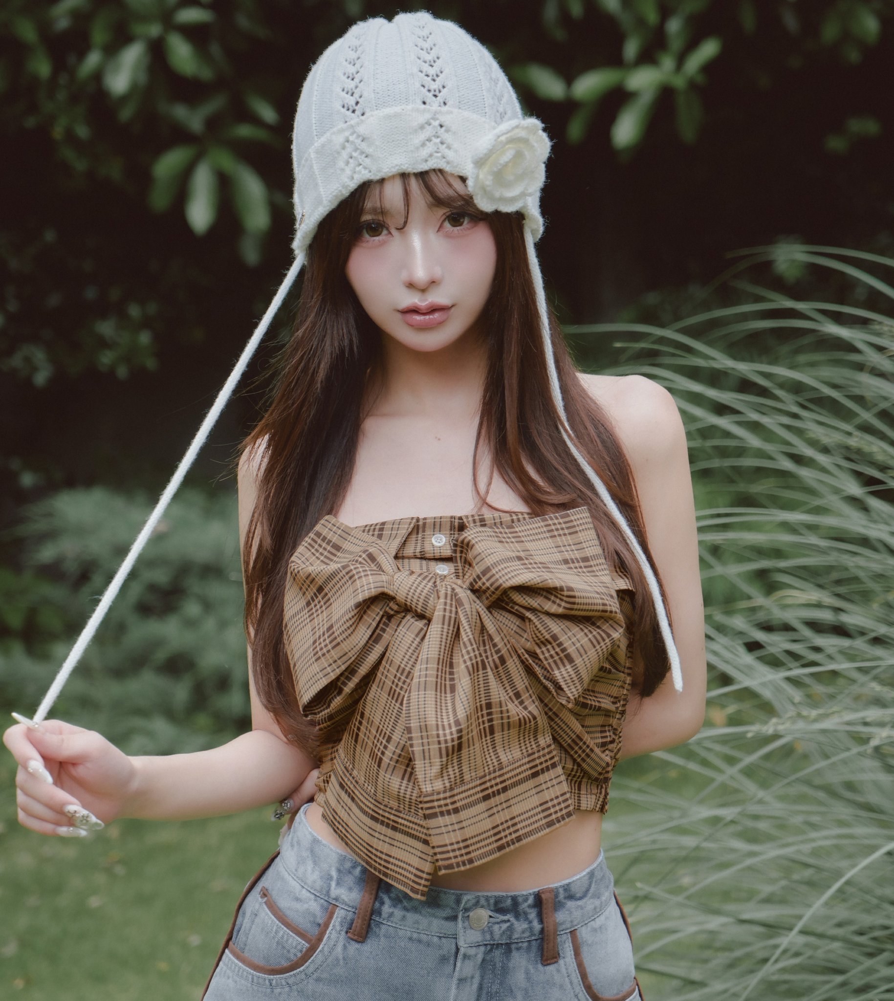 Darich ダーリッチ タータンチェックリボンベアトップ ダーリッチ Darich タータンチェックリボンベアトップ