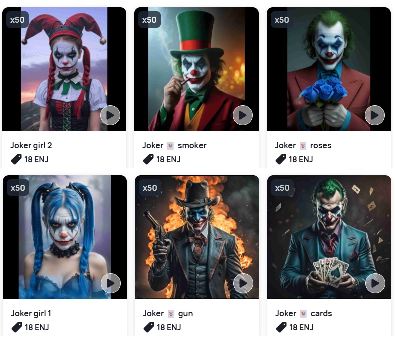 🎁 Jokers Giveaway.
🔗 nft.io/asset/2411-203

🏆 1 lucky will win the passkey for all 6 assets of the mini series.
🕙 48 hrs
1⃣ Follow &amp; Repost
2⃣ Tag 5 active nft collectors! NOT promoters etc.
⚠️ Both conditions will be checked.

 #NFTdrop #NFTGiveaway #nftpromo #Enjin #JOKER