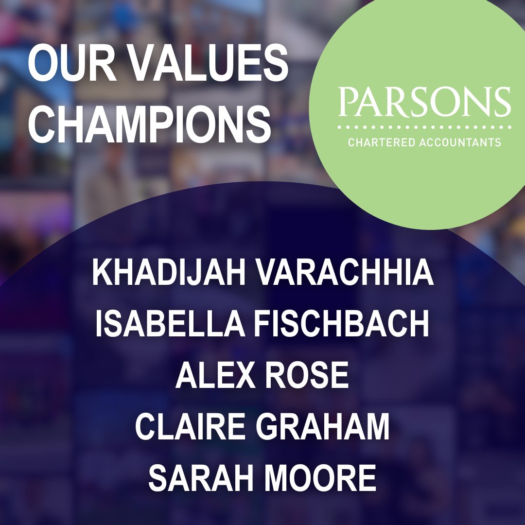 OUR VALUES CHAMPIONS

Our Values Champions are individuals who have gone above and beyond to embody and promote the firm’s values, acting as role models and advocates for one or more of our core values of Ambition, Clarity, Positivity and Trust. 

#ParsonsAccountants