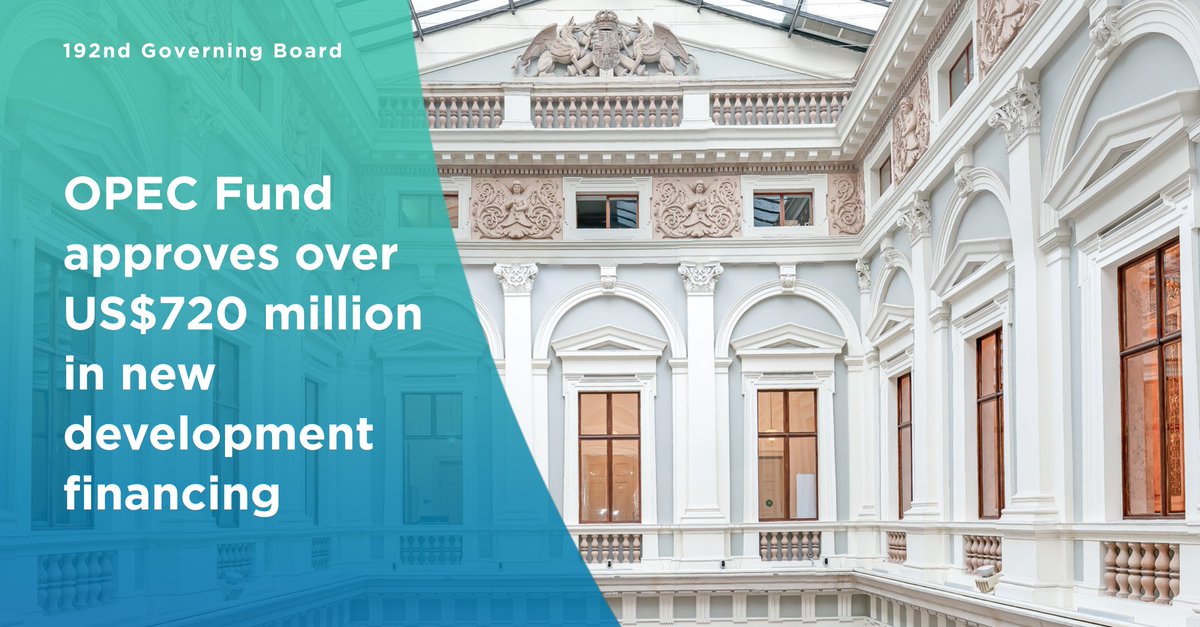 الاجتماع الـ192 لمجلس إدارة #صندوق_أوبك: وافق #صندوق_أوبك على تمويل تنموي جديد يزيد عن 720 مليون دولار أمريكي لتحسين الوصول إلى الخدمات الأساسية وتعزيز #المرونة_المناخية و#الأمن_الغذائي في دول عبر مناطق #أفريقيا و#آسيا و#أمريكا_اللاتينية. 🌍 
🔗 bit.ly/44bqa9e