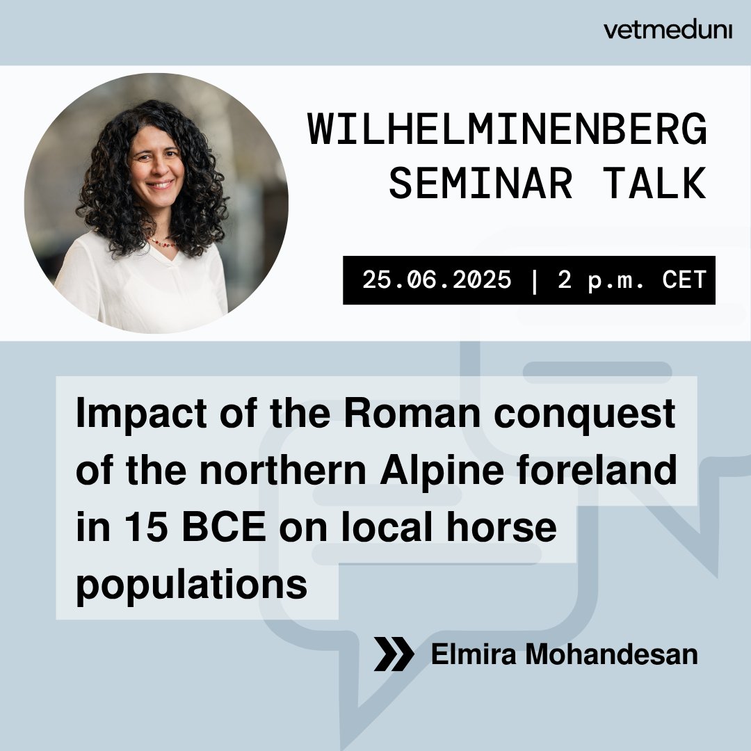 Nächster #WilhelminenbergSeminarTalk: 25.06. | 14:00 Uhr mit Elmira Mohandesan <a href="/EMohandesan/">Elmira Mohandesan</a> /<a href="/KLIVVWien/">KLIVV Vienna</a> (Vetmeduni)
📍<a href="/KLIVVWien/">KLIVV Vienna</a>, 1160 Wien oder online 👩‍💻
→ vetmeduni.ac.at/fiwi/seminar-a…
📢 Tipp für Studierende: Die Teilnahme wird als Wahlfach anerkannt! (KV 128 804)