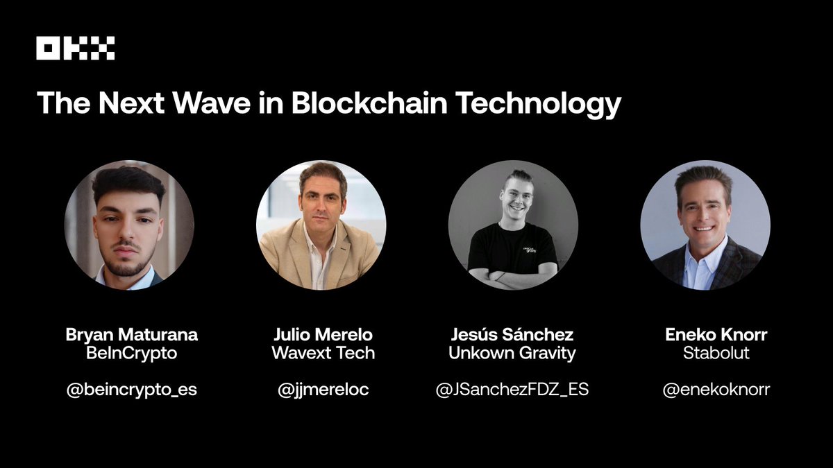 OKX Spain (@okxspain) on Twitter photo Nuestro segundo panel del evento de presentación es Top:
➡️ Bryan Maturana, de <a href="/beincrypto_es/">BeInCrypto Español 🗞</a>
➡️Julio Merelo (<a href="/jjmereloc/">Julio Merelo Casado</a>), de Wavext
➡️Jesús Sánchez (<a href="/JSanchezFDZ_ES/">Jesús Sánchez</a>), de <a href="/unknowngravity_/">Unknown Gravity</a>
➡️ Eneko Knörr (<a href="/enekoknorr/">Eneko Knorr</a>), de <a href="/stabolut/">Stabolut</a>
🗒️Pre-registro: lu.ma/3vmih8wk Nuestro segundo panel del evento de presentación es Top:
➡️ Bryan Maturana, de <a href="/beincrypto_es/">BeInCrypto Español 🗞</a>
➡️Julio Merelo (<a href="/jjmereloc/">Julio Merelo Casado</a>), de Wavext
➡️Jesús Sánchez (<a href="/JSanchezFDZ_ES/">Jesús Sánchez</a>), de <a href="/unknowngravity_/">Unknown Gravity</a>
➡️ Eneko Knörr (<a href="/enekoknorr/">Eneko Knorr</a>), de <a href="/stabolut/">Stabolut</a>
🗒️Pre-registro: lu.ma/3vmih8wk