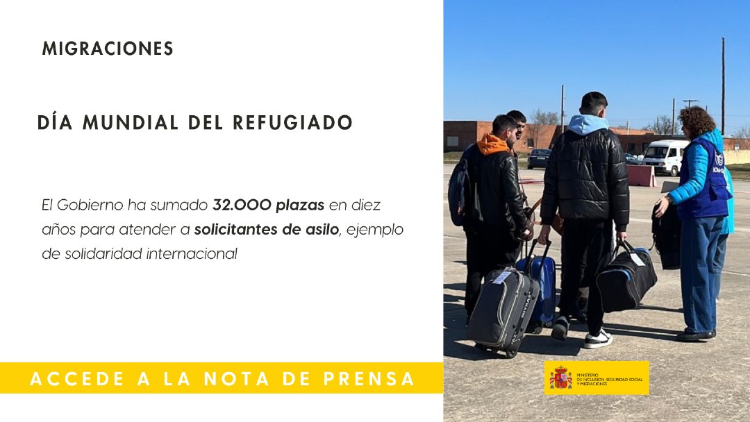 🌍 El Gobierno ha sumado 32.000 plazas en diez años para atender a solicitantes de asilo, ejemplo de solidaridad internacional

🫂Se ha mulitiplicado ✖️1️⃣8️⃣el número de plazas en diez años.

#diadelrefugiado

🔗Más: run.gob.es/yfl34e93
