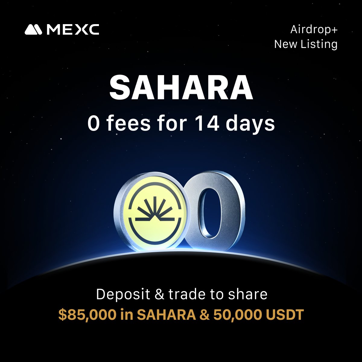 MEXC_Listings's tweet image. 🪂 #MEXC $SAHARA #Airdrop+ Online NOW 🪂

🔹 $SAHARA @SaharaLabsAI
🔹 $SAHARA/USDT Trading: Jun 26, 2025, 12:00 (UTC)
🎁 Reward Pool:  $85,000 in $SAHARA &amp;amp; 50,000 $USDT

👇Deposit &amp;amp; Trade to share the prize pool
mexc.com/token-airdrop/…