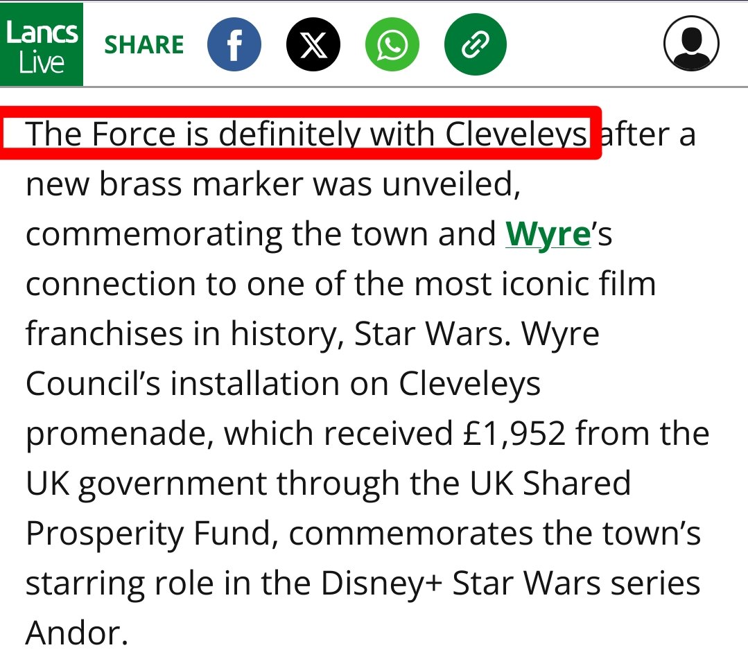 Last month, we commemorated the filming of #Andor at Cleveleys with a music video; this month Wyre Council unveiled a plaque. Our song is called 'The Force is Strong in Cleveleys'; at least two news sites used that phrase when reporting on the plaque. Coincidence? Don't think so.