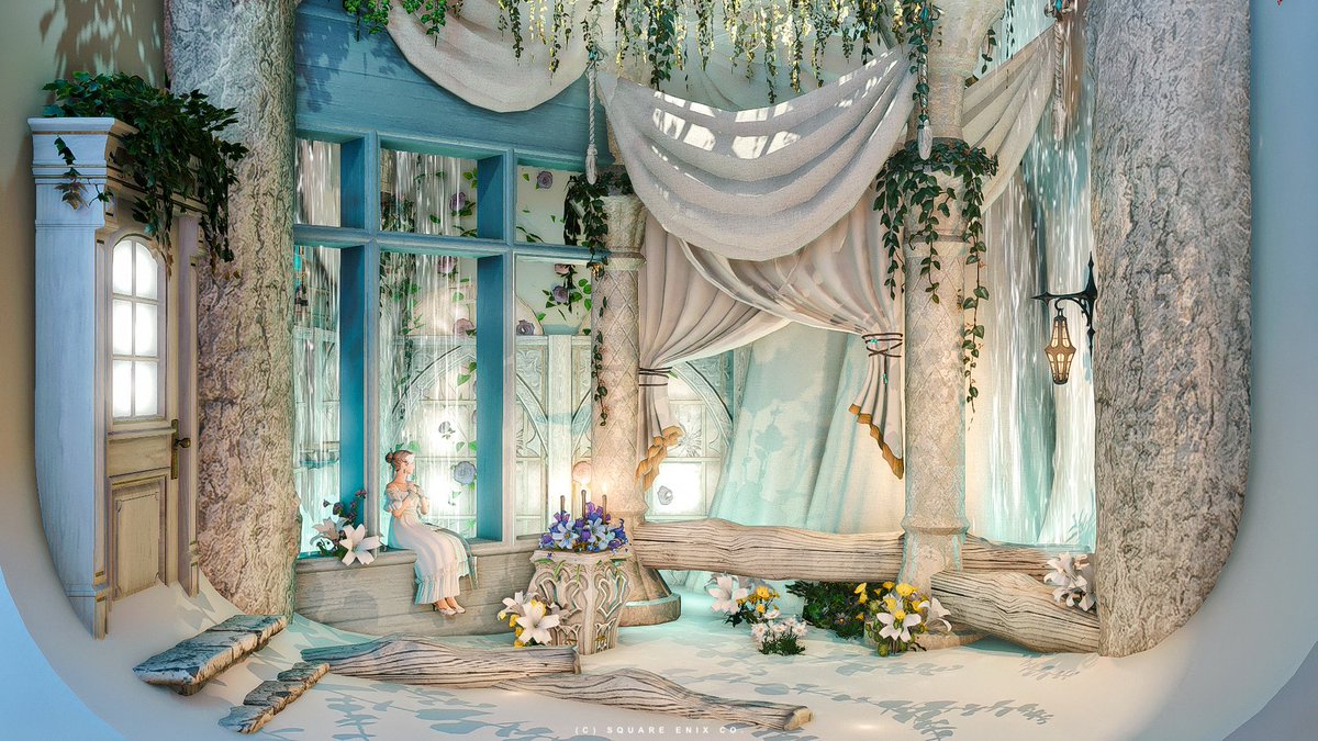 ⿻*.· 

以前作ったクリスマスブースを
水音が聴こえる
夏仕様の涼やかなものにしました🎐

🏷️#_hstxiv
𖠿 Gaia Durandal Emp25-18

#FF14ハウジング #FF14スタジオ