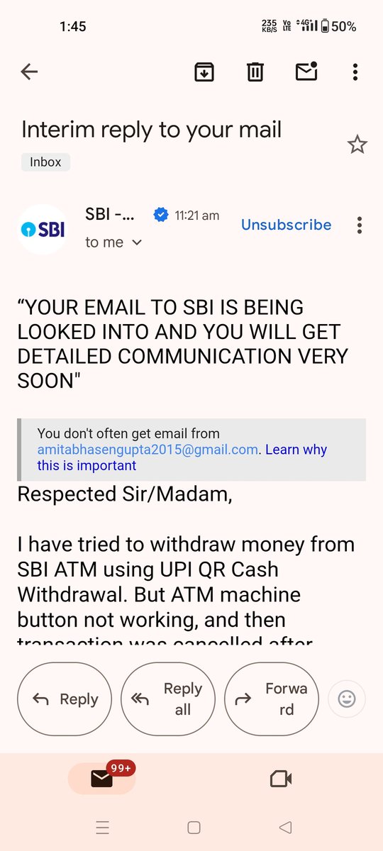 Amitabha056's tweet photo. @OfficialSBICare Mail Sent in Morning. But only received this email. No complaint number received till now. https://t.co/CoSW2wCJb8