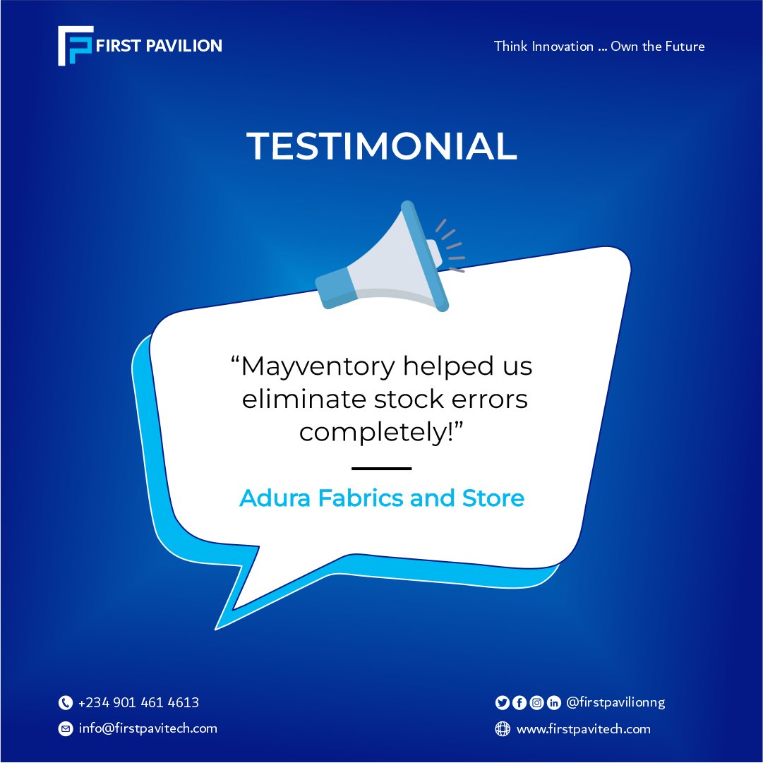firstpavilionng's tweet image. Real feedback, real results. Use Mayventory for your business. Sign up for free mayventory.com

#mayventory #tech #firstpaviliontechnology