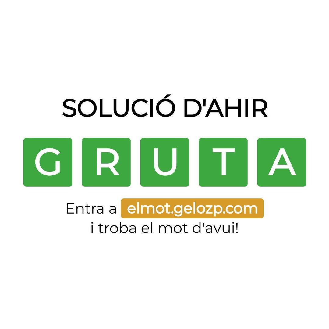 La solució d’ahir era GRUTA. La vas encertar?
Entra a elmot.gelozp.com i troba la paraula d’avui!

#ElMot #WordleCAT