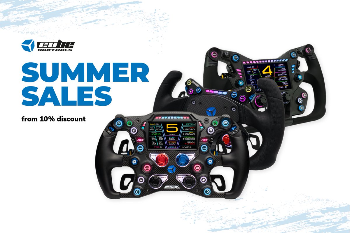 Sun's out, and so are the savings on Cube Controls! 😎 Whether you're a seasoned pro or just starting your sim racing journey, our summer sale has something for everyone. Treat yourself to the best in haptic feedback, flawless ergonomics, and pure racing bliss.