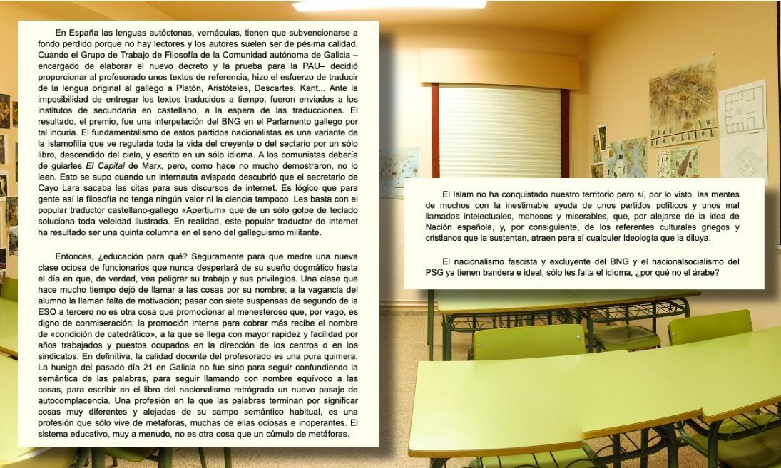 Praza Pública (@prazapublica) on Twitter photo <a href="/CIGEnsino/">CIG Ensino</a> 🔍O sindicato divulga artigos de Enrique Prado, subdirector de Inspección, a quen atribúen a polémica orde de "neutralidade ideolóxica". Neles, entre outras posturas "ultra", carga contra "o nacionalismo fascista do BNG e o nacionalsocialismo do PSdeG" praza.gal/politica/a-cig… <a href="/CIGEnsino/">CIG Ensino</a> 🔍O sindicato divulga artigos de Enrique Prado, subdirector de Inspección, a quen atribúen a polémica orde de "neutralidade ideolóxica". Neles, entre outras posturas "ultra", carga contra "o nacionalismo fascista do BNG e o nacionalsocialismo do PSdeG" praza.gal/politica/a-cig…
