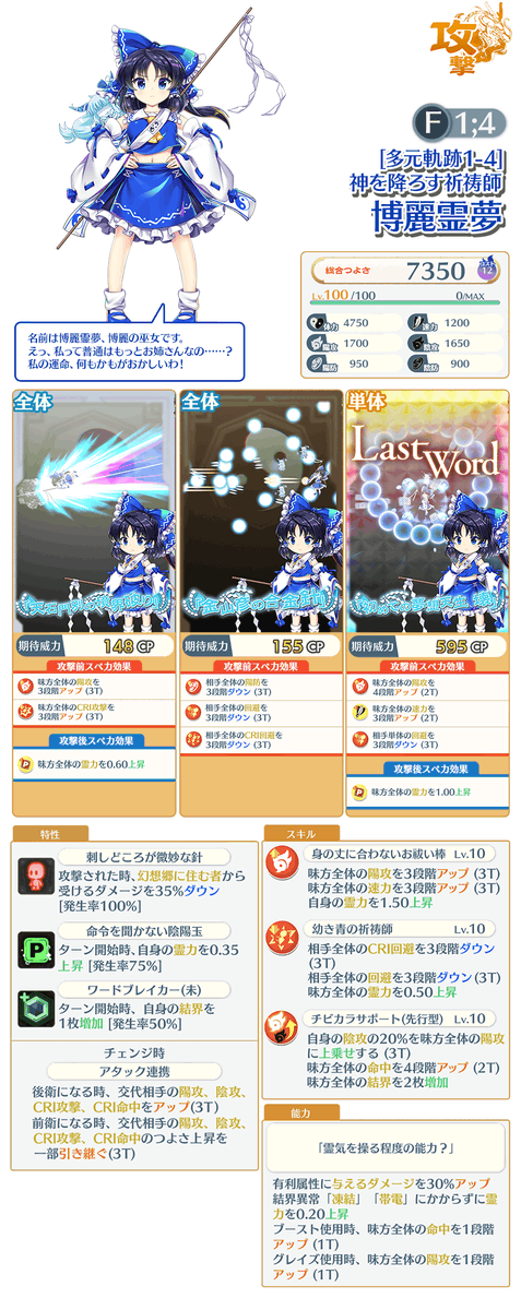 キャラクター紹介】 「文の特ダネ帖」の報酬で獲得できる 「[多元軌跡1