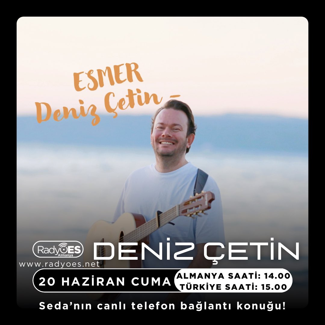 Deniz Çetin, Bugün Türkiye Saati 15.00'de Seda'nın Canlı Telefon Bağlantı Konuğu. #denizçetin <a href="/starizpr/">stariz</a> #radyo