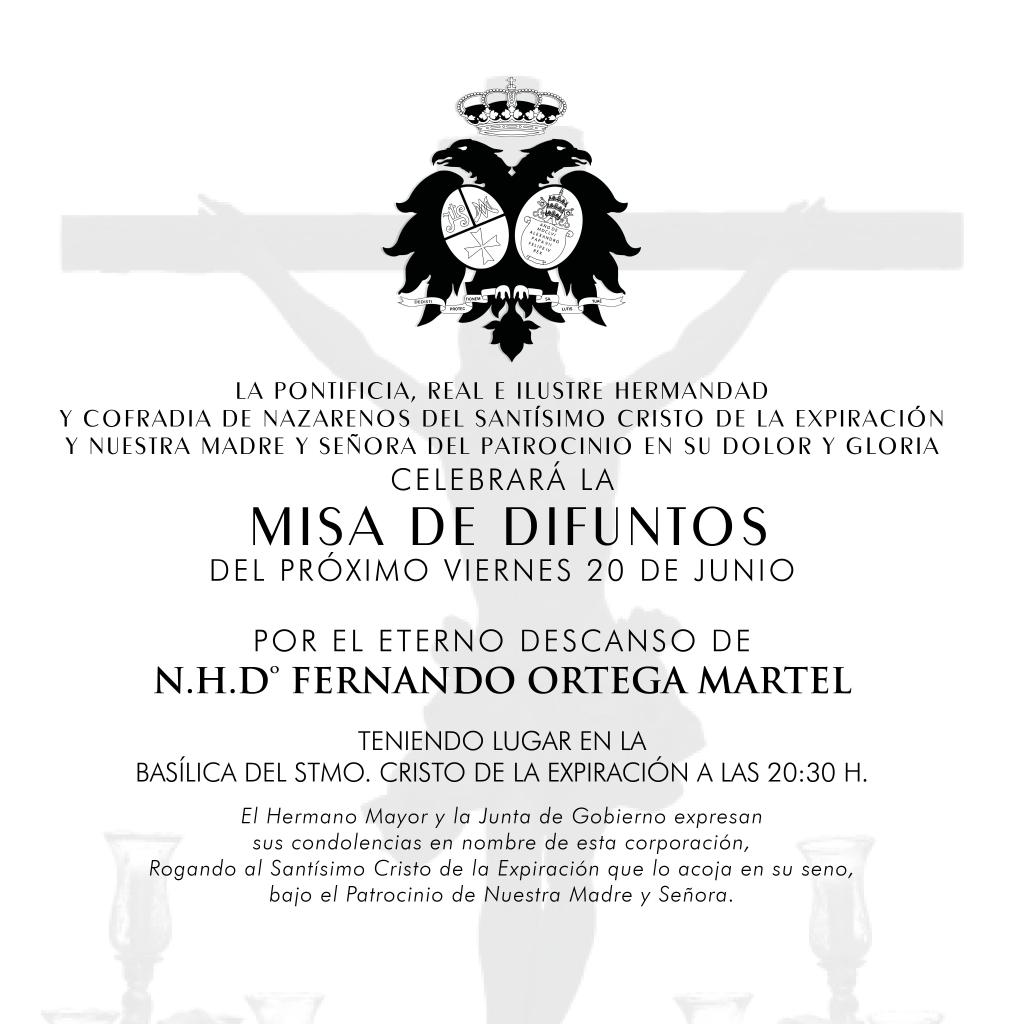 Hoy en #ElCachorro:

⚫ Apertura del ábside del Santísimo Cristo de la Expiración.
⚪ Misa de Hermandad (20:30).

La Santa Misa se oficiará por el eterno descanso de N.H. D. Fernando Ortega Martel.

#Cachorro25