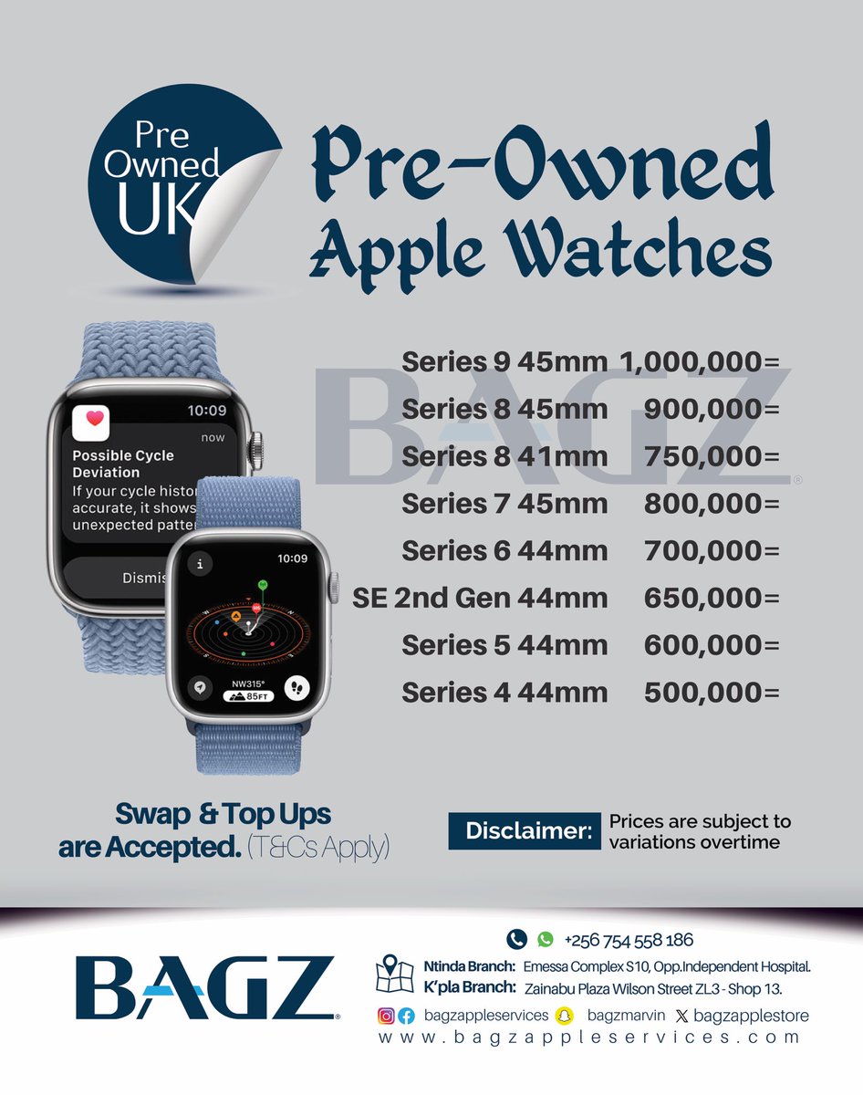Wrist game on point ⌚🔥 Pre-Owned Apple Watches in top condition. DM to grab yours! #ShopBAGZStores✅