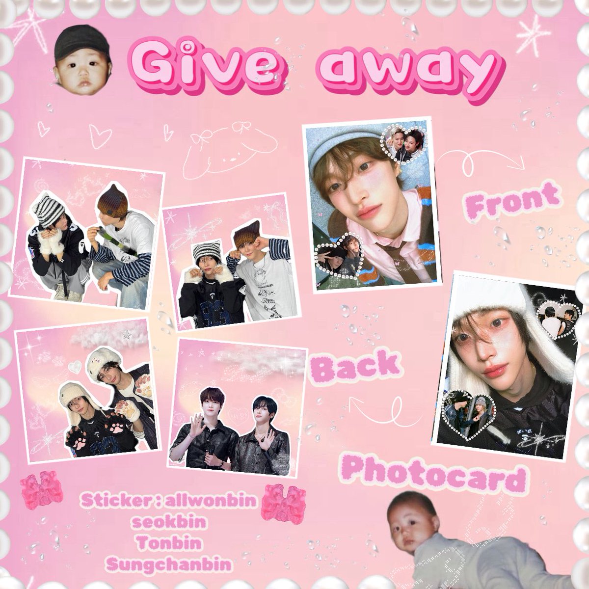 ౨ৎ⋆˚. pls kindly rt  giveaway ⋆˚. ౨ৎ

౨ৎ Photocard: wonbin 30 ae
౨ৎ Sticker: allwonbin 100 ae
(seokbin,tonbin,sungchanbin)

✿ date : 04.07.68
✿ time : tba 
✿ location : siam paragon

#น้องข้าวบรีซจึเมเจอร์ดึลดา_RIIZINGLOUD
#RIIZINGLOUD_IN_BANGKOK