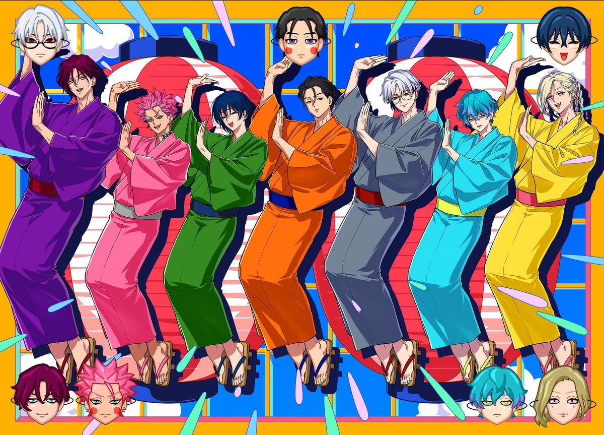 ebimoji3's tweet image. カリスマ凡祭りのキャラクターとお面イラストを描きました！（線画までの担当になります）
よろしくお願いします👺