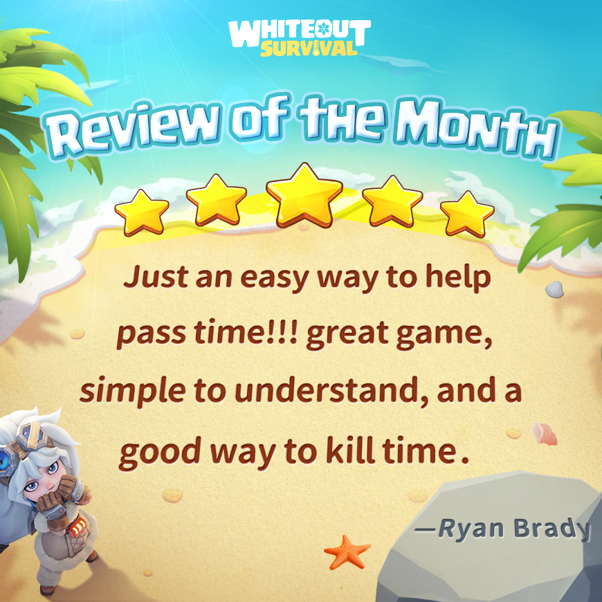 Your review is like a ray of sunshine through the clouds, illuminating my day with its awesomeness.🌞

Click here to leave more of your comments with 5 Stars ⭐⭐⭐⭐⭐→ bit.ly/whiteoutsurviv…

=============================
👉Join us on Discord: discord.gg/whiteoutsurviv…
💎Top-up