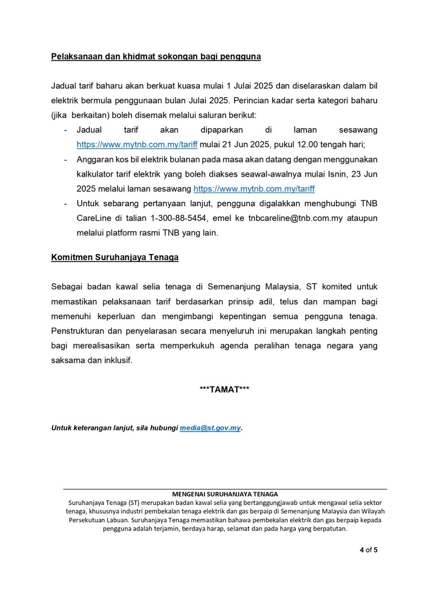 ST_Malaysia's tweet photo. [Siaran Media]

Jadual Elektrik Baharu: Lebih 23.6 Juta Pengguna Domestik
Semenanjung Nikmati Kadar Lebih Adil

#suruhanjayatenaga
#EnergyCommission
#ThinkSafetyThinkST
#BeEnergySmart https://t.co/rleTV2kSvY