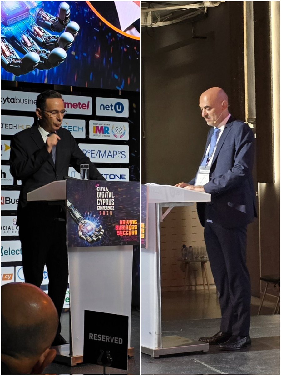 marcos_kallis's tweet photo. ✨4ο @CITEAcy Digital Cyprus Conference με θέμα "Driving Business Success through Digital Technologies".
Ομιλίες από Υφυπ. ΕΚΨΠ @NicodemosD &amp; Πρόεδρο CITEA @DemetrisN73.
Η @OEBcy στηρίζει τις επιχειρήσεις ΤΠΕ και παρακολουθεί στενά τις εξελίξεις σε νέες τεχνολογίες αιχμής &amp; AI. https://t.co/obwCg40Xxz