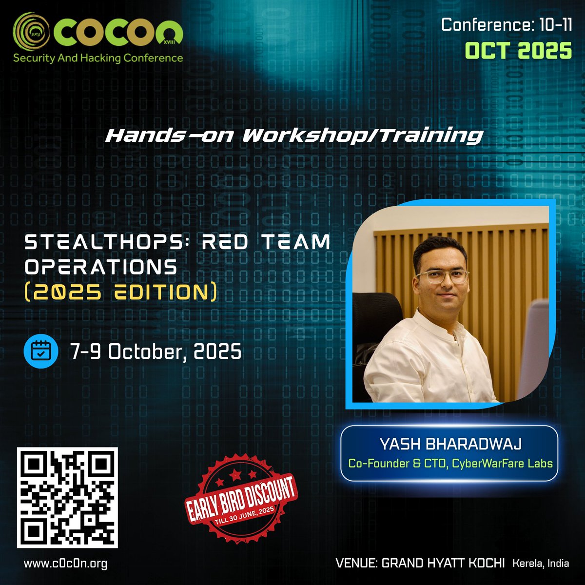 _c0c0n_'s tweet image. StealthOps: Red Team Operations (2025 Edition)

An advanced 3 Days lab-driven red teaming workshop

Advanced Red Teaming:
• C2 Infra, AMSI bypass
• Cloud (AWS/Azure/GCP)
• In-memory payloads
• Lateral movement labs

c0c0n.org

#c0c0n #RedTeam #CloudSec #CyberSec