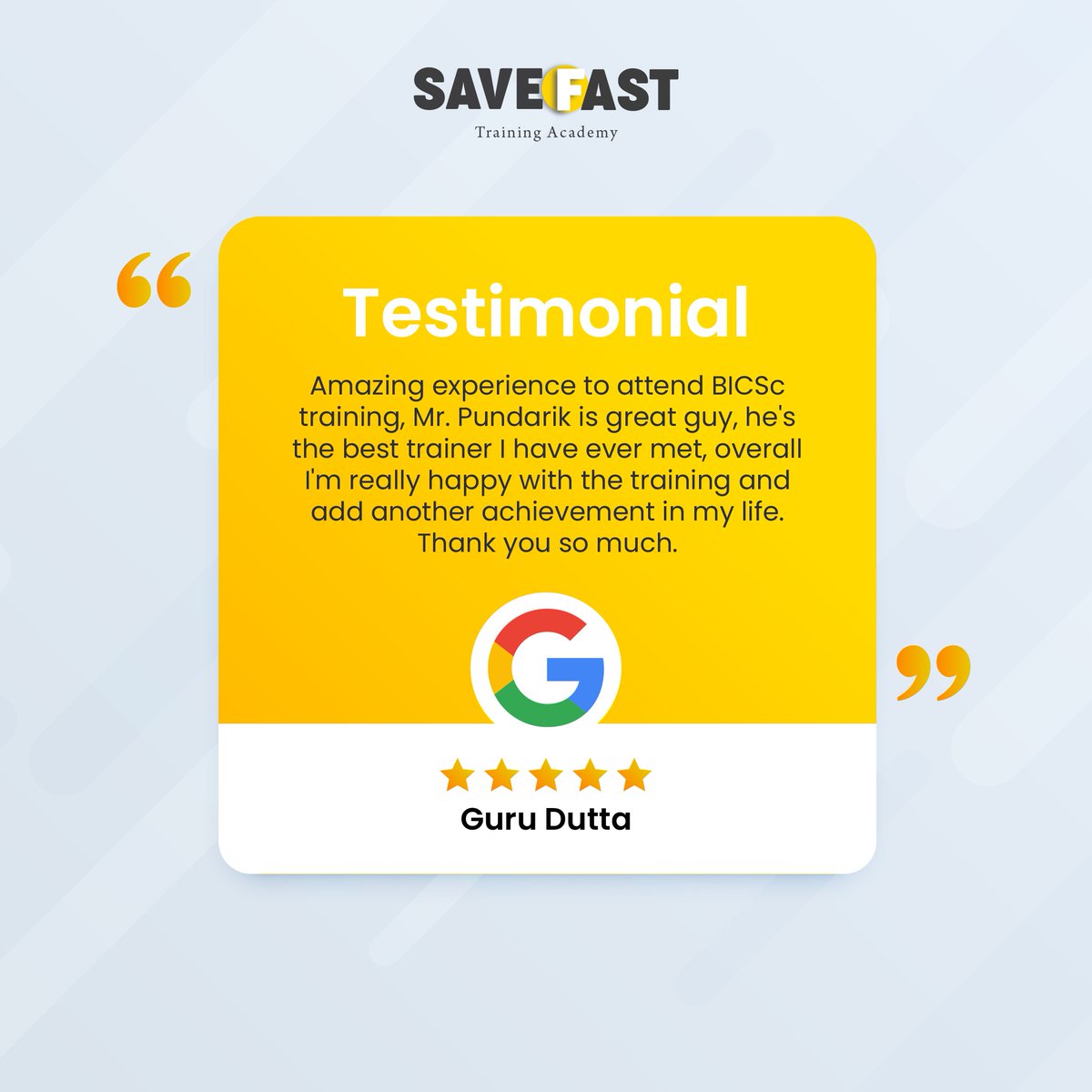save_fast's tweet photo. Don’t just take our word for it — hear it from those who trained with us!
Real reviews from real participants highlight the impact of SaveFast’s expert-led safety training.
Your safety is our mission.
#ParticipantVoices #SafetyMatters #SaveFastExperience https://t.co/H3p9ky5cgQ