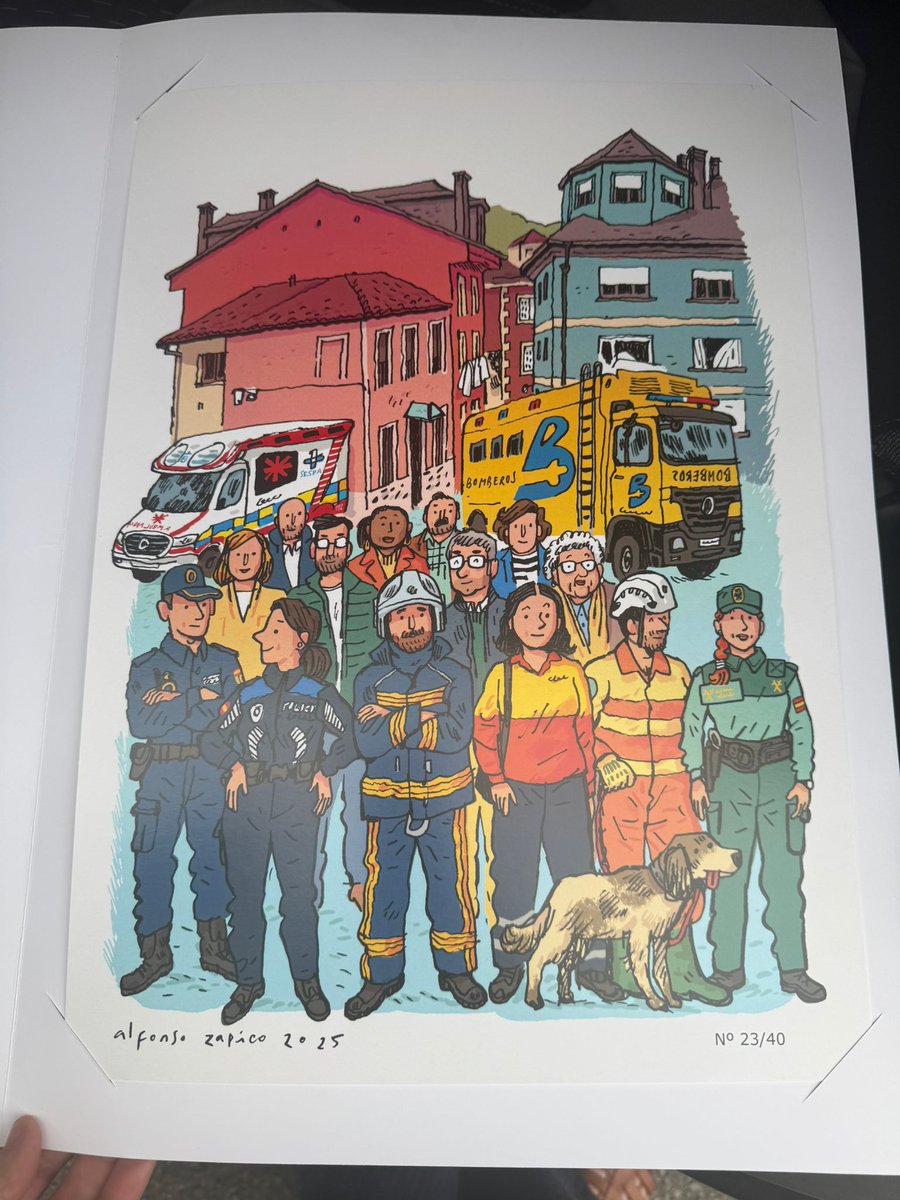 Ayer hizo elAyuntamiento de Mieres un homenaje a  servidores públicos y vecinos que se volcaron el 3 de marzo después de la explosión en el barrio de La Villa. Fue un honor realizar esta ilustración, regalo en edición limitada para los protagonistas. La cultura minera era esto⚒️