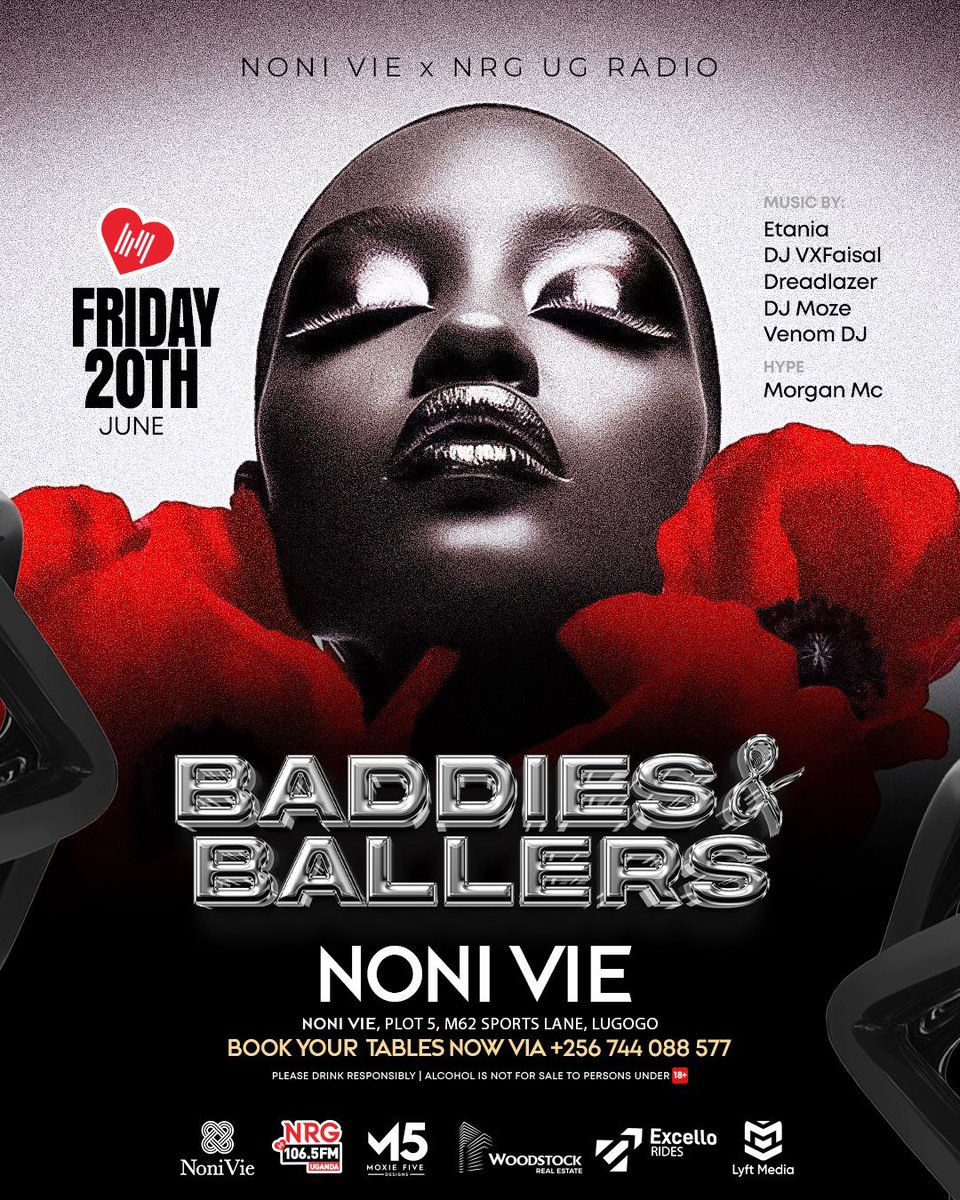 Yo, where the Baddies &amp; Ballers at? Tonight, <a href="/NonivieK/">Nonivie Club & Lounge</a> and <a href="/nrgradioug/">NRG Radio UG</a> are hosting a lit heng starting at 5 PM with <a href="/forever_etania/">Life Of The Party🎬</a>, <a href="/djvxfaisal/">🔻❌djvxfaisal</a>, <a href="/djmo_ze/">#Moze</a>, <a href="/dreadlazerdj/">TheBeast</a>, and <a href="/5starvenomdjay/">5 STAR VENOM DEEJAY</a>, plus <a href="/MorganMc256/">Morgan Mc</a> keeping the vibes high!