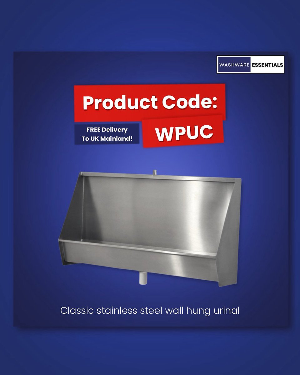 Washware's tweet photo. Our Classic Stainless Steel Trough Urinal (WPUC) is made for high-traffic washrooms that need to stay clean, functional and low maintenance.

✅ 6 sizes in stock for fast 1-2 working day delivery 
📦 Ready to ship: 900-2400mm sizes available 
🚚 Free delivery to UK mainland https://t.co/KiKKbqytZf