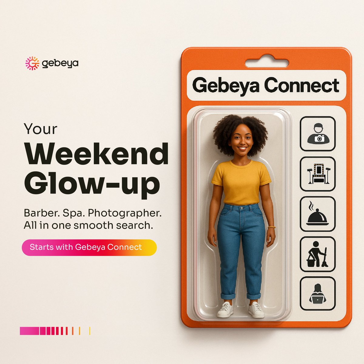 Still piecing your weekend together? Between errands, family, and finding time to unwind, you deserve better than the last-minute scramble.

Find local services in one search on Gebeya Connect. It's free!

🔗connect.gebeya.com/?utm_source=X&…

#GebeyaConnect #DiscoverLocalServices