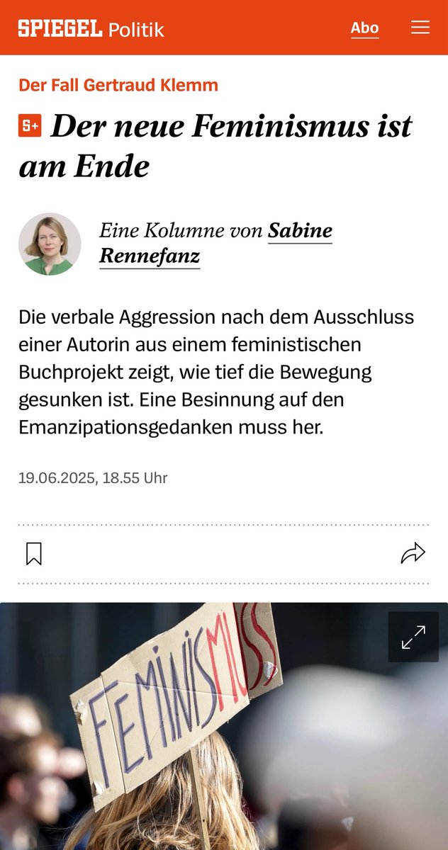 „Der Hass auf Feministinnen, die die körperlichen Unterschiede von Frauen und Männern nicht ausblenden, nicht für konstruiert halten, muss aufhören, er ist selbstzerstörerisch und schadet allen. Es muss darum gehen, eine Vision zu formulieren, in der Frauen sicher leben und