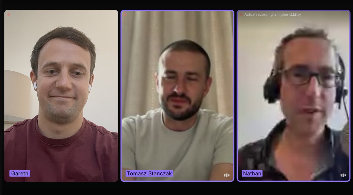 Gareth Jenkinson (@gazza_jenks) on Twitter photo Just wrapped up recording with Tomasz Stańczak from Ethereum Foundation alongside Nathan Jeffay for <a href="/Cointelegraph/">Cointelegraph</a>'s Clear Crypto podcast!
We spoke about the future of Ethereum, Tomasz's journey into the ecosystem from TradFi how he built <a href="/NethermindEth/">Nethermind</a> and his role at EF. Just wrapped up recording with Tomasz Stańczak from Ethereum Foundation alongside Nathan Jeffay for <a href="/Cointelegraph/">Cointelegraph</a>'s Clear Crypto podcast!
We spoke about the future of Ethereum, Tomasz's journey into the ecosystem from TradFi how he built <a href="/NethermindEth/">Nethermind</a> and his role at EF.