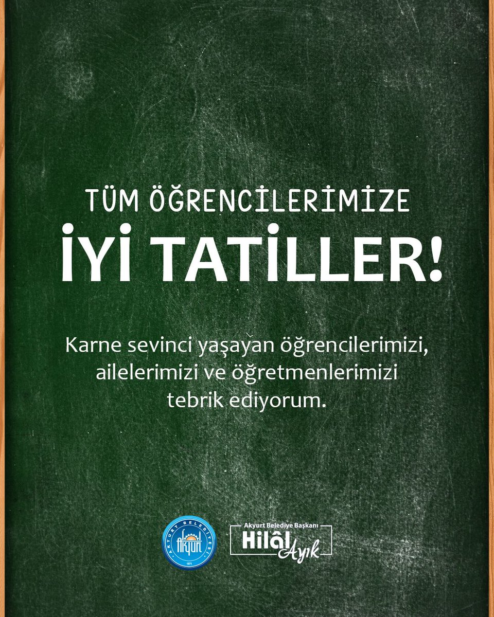 Eğitim öğretim sezonu, karne heyecanıyla yerini tatile bırakıyor.

Tüm öğretmenlerimize ve karne alacak öğrencilerimize mutlu tatiller dilerim.