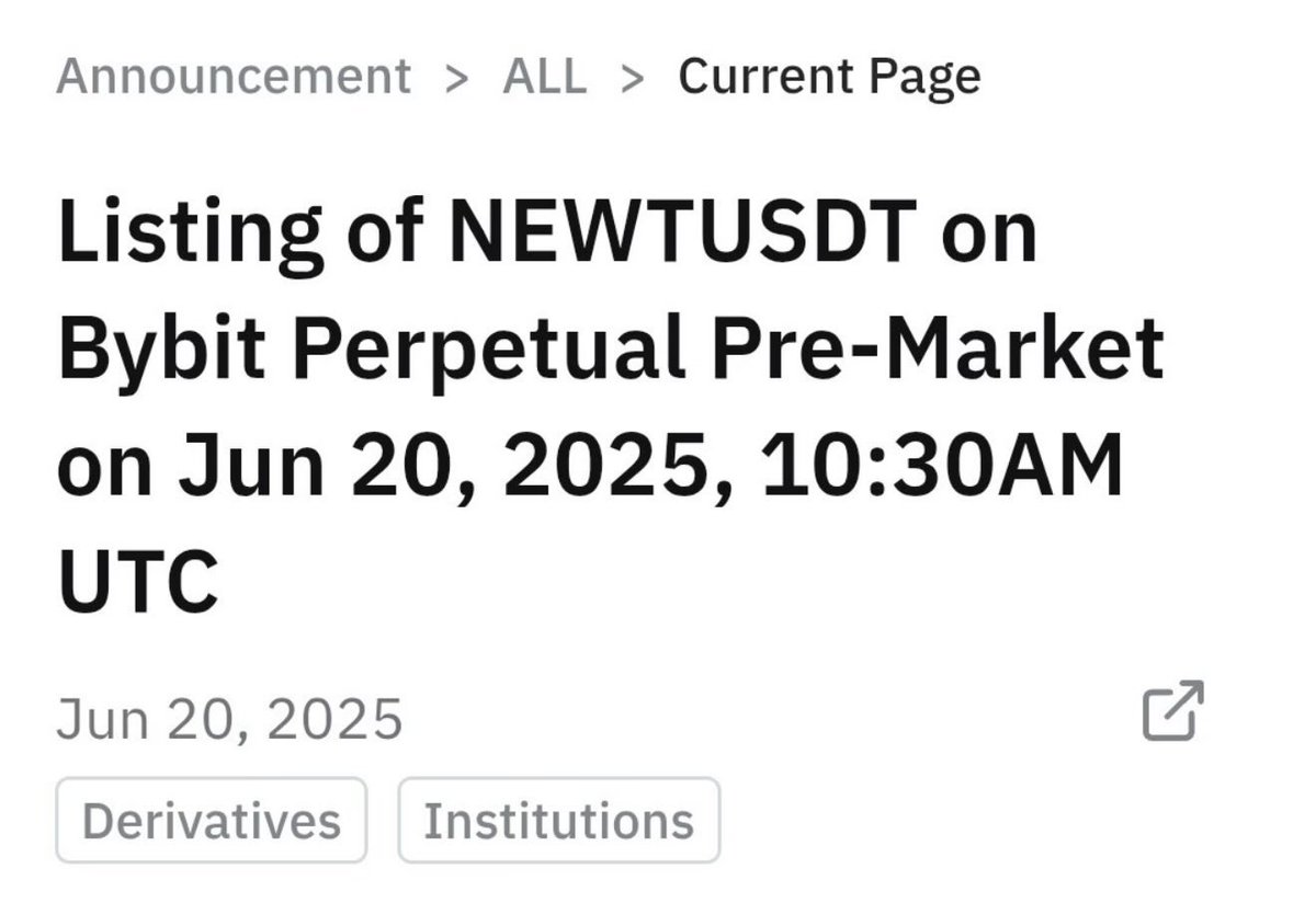 Veterinarian π§‘ (@basit_eth) on Twitter photo ByBIT just announced $NEWT Pre market listing.
We should be expecting update on Spot listing today.
All major exchanges are going to list $NEWT
<a href="/MangoOS_Network/">Mango Network</a> give on chain users good allocations. ByBIT just announced $NEWT Pre market listing.
We should be expecting update on Spot listing today.
All major exchanges are going to list $NEWT
<a href="/MangoOS_Network/">Mango Network</a> give on chain users good allocations.